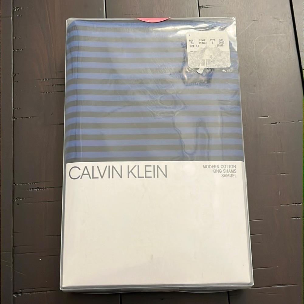 Calvin Klein Samuel Modern Cotton King Pillow Shams cobalt pink new 2 per pack
